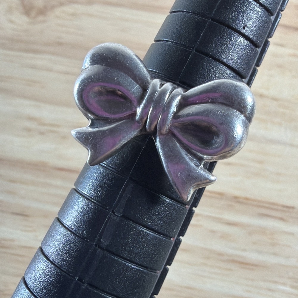 Vintage Bow Ring Sterling Silver Mark 925 3D Ribbon Ring Size 6.5 Weighs 4g